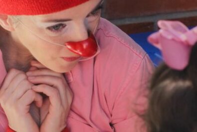 clown making big bubbles for kids in Turkey